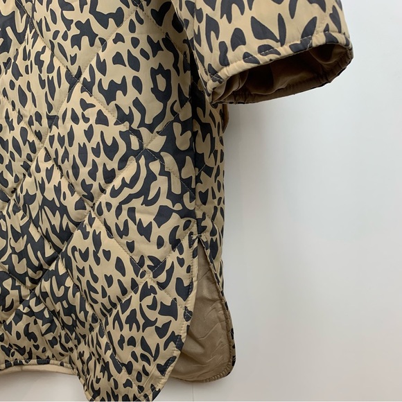 VILA NWT Quilted Button Down Puffer Coat Brown Tan Abstract sz US 12 / EU 44 - Picture 5 of 12
